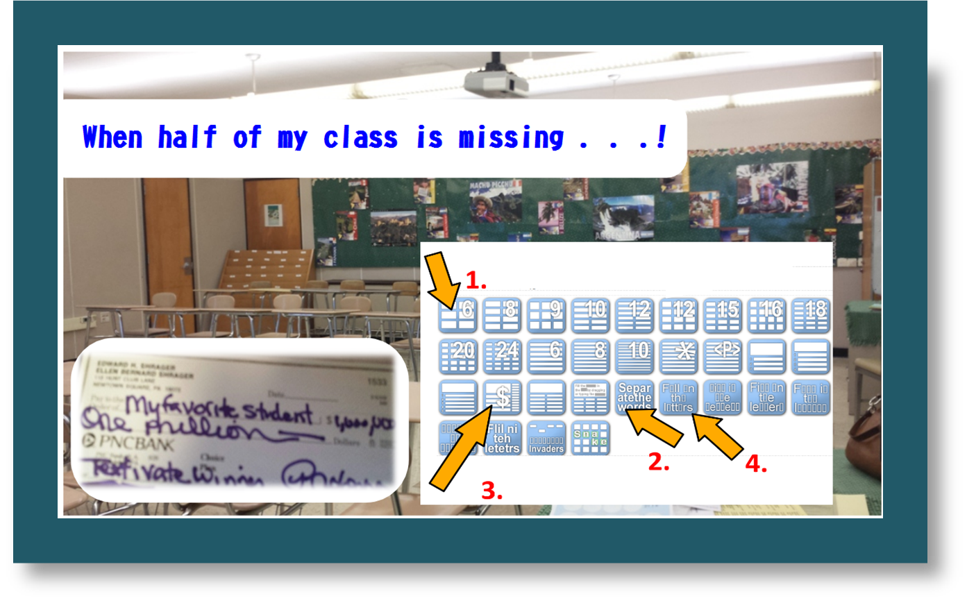 When some students are missing class and you can't introduce new material, use textivate to make them feel like the lucky ones who stayed in class!