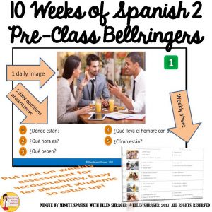 Students can review vocabulary from Spanish One, practice those abstract questions and practice writing without a translator with minimum prep from you!