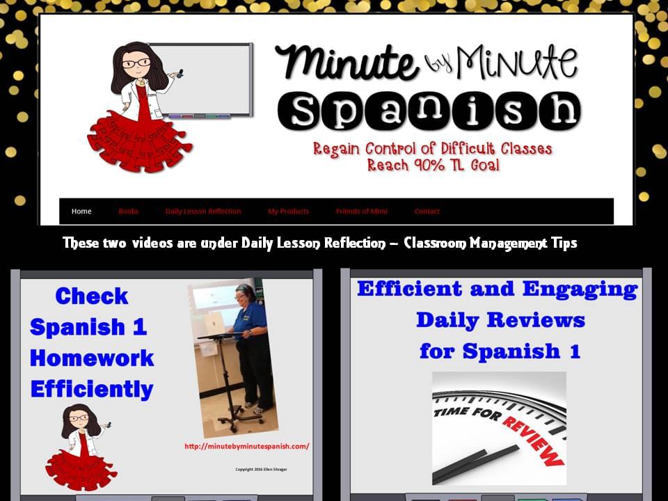 Spanish One Classroom management tips for checking homework and daily review. Two videos to help you find your teaching voice.